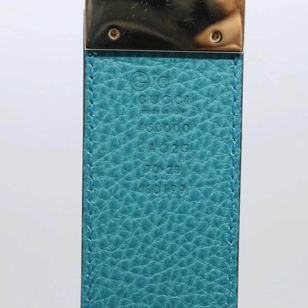 GUCCI Belt Leather Outlet Turquoise Blue Auth - Picture 11 of 11